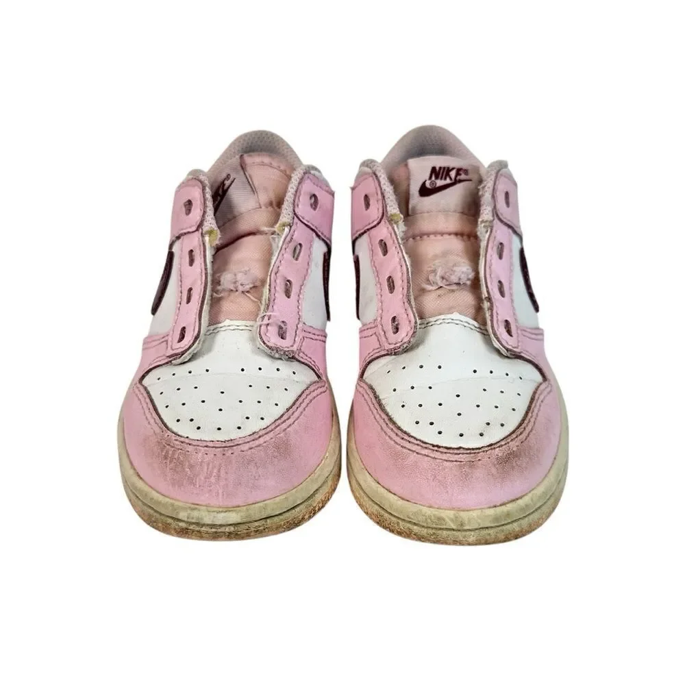 Nike Dunk Low Toddler 9C Pink Foam Red White Sneaker Shoes